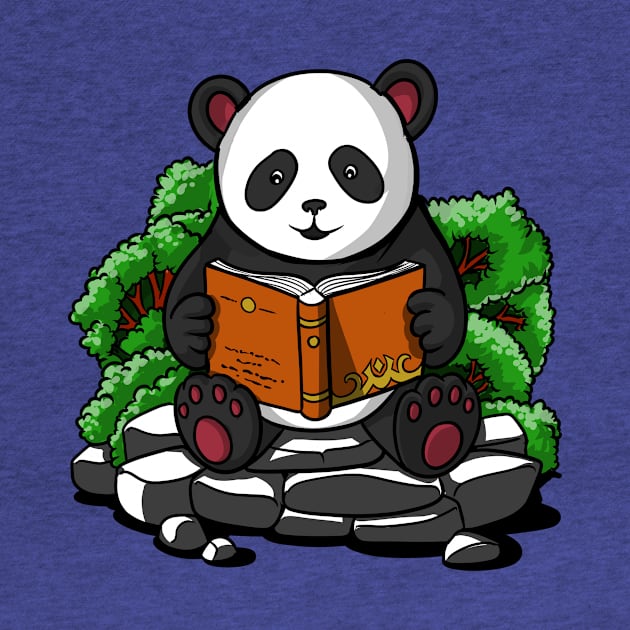 Cute Panda Bear Funny Book Lover by underheaven